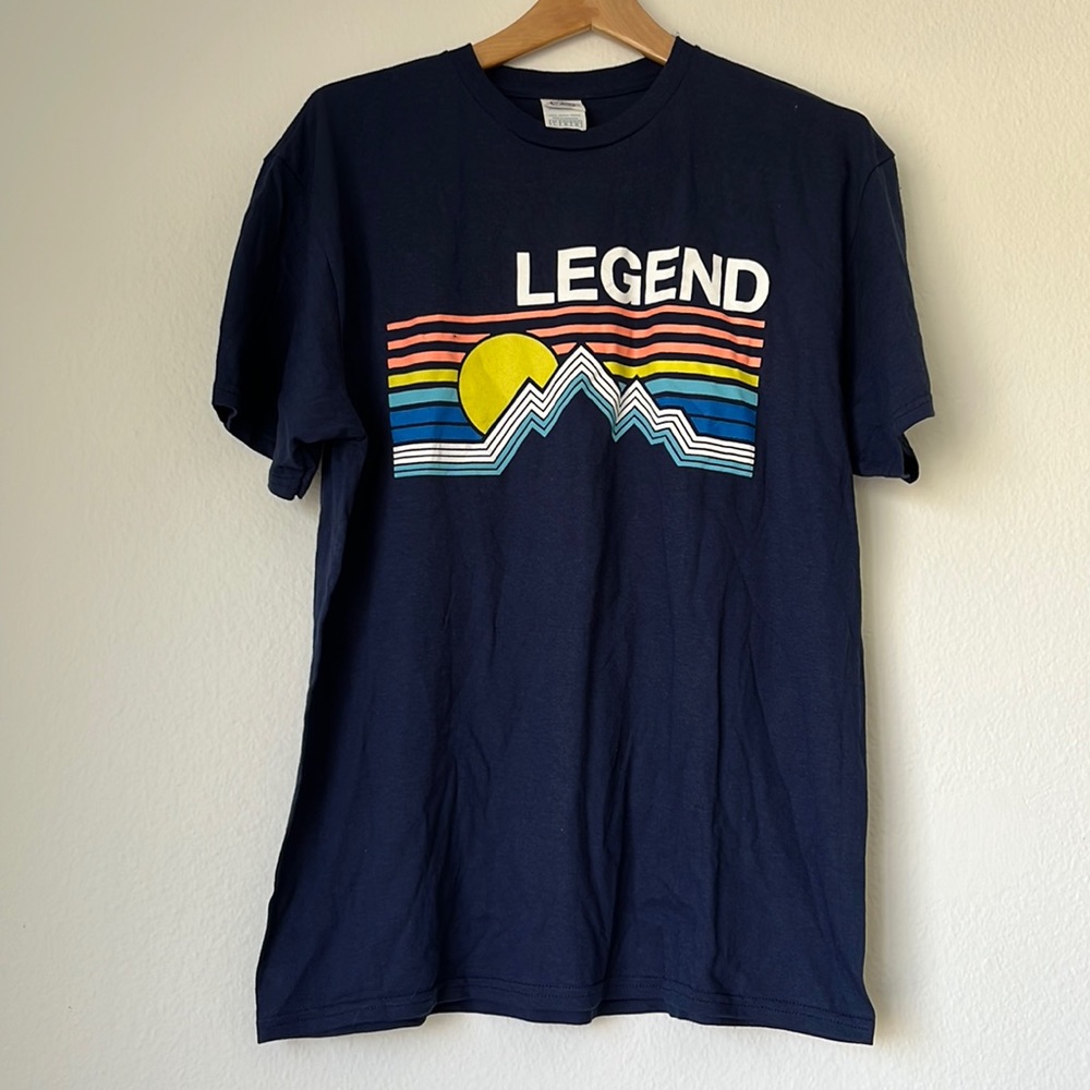 T-shirt with “Legend” Sun and Mountain Design, Size L